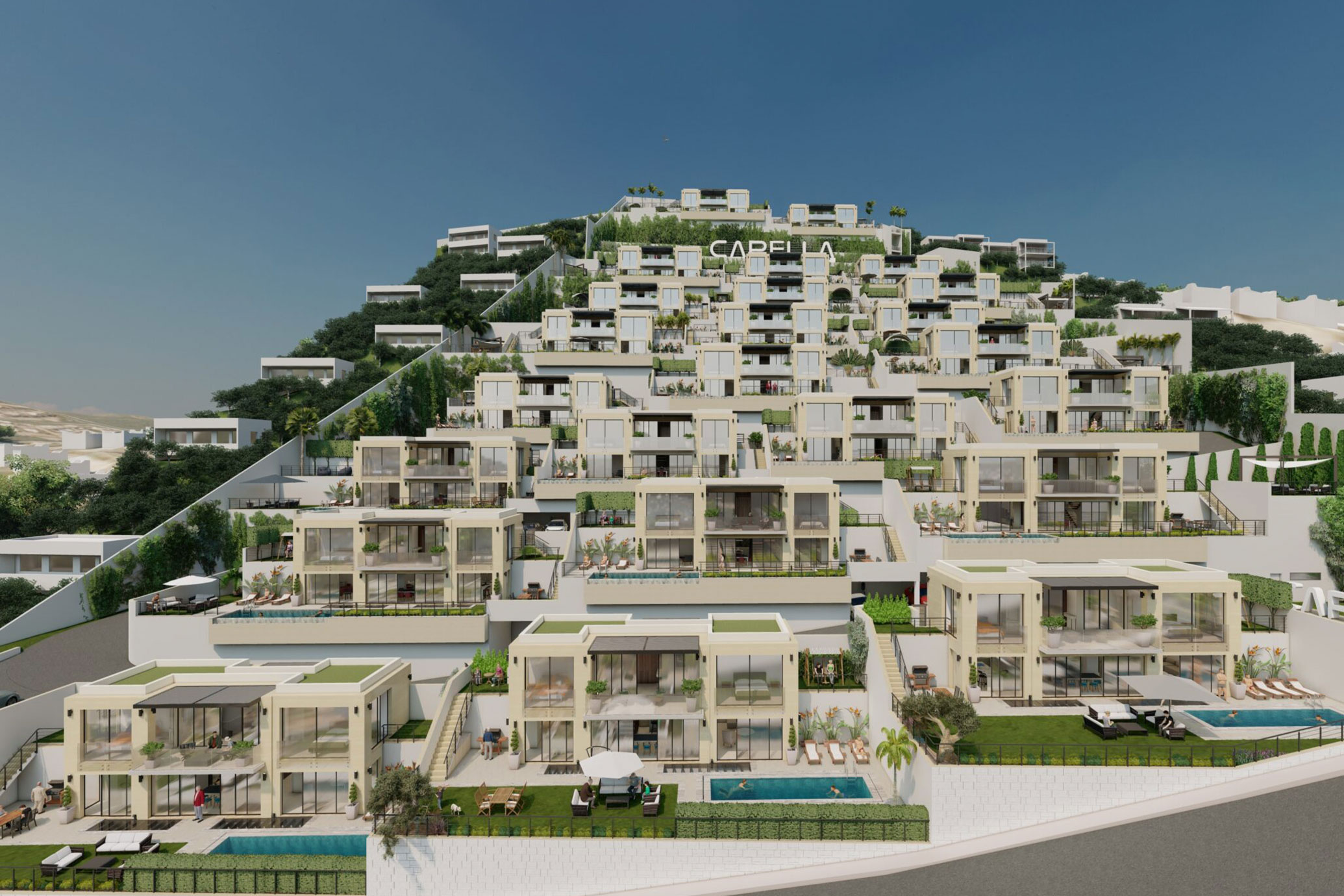 Max Lauren Yalıkavak is gracefully positioned on a lush hillside in Yalıkavak — one of Bodrum’s most prestigious locations — offering uninterrupted panoramic views of the deep blue Aegean Sea.